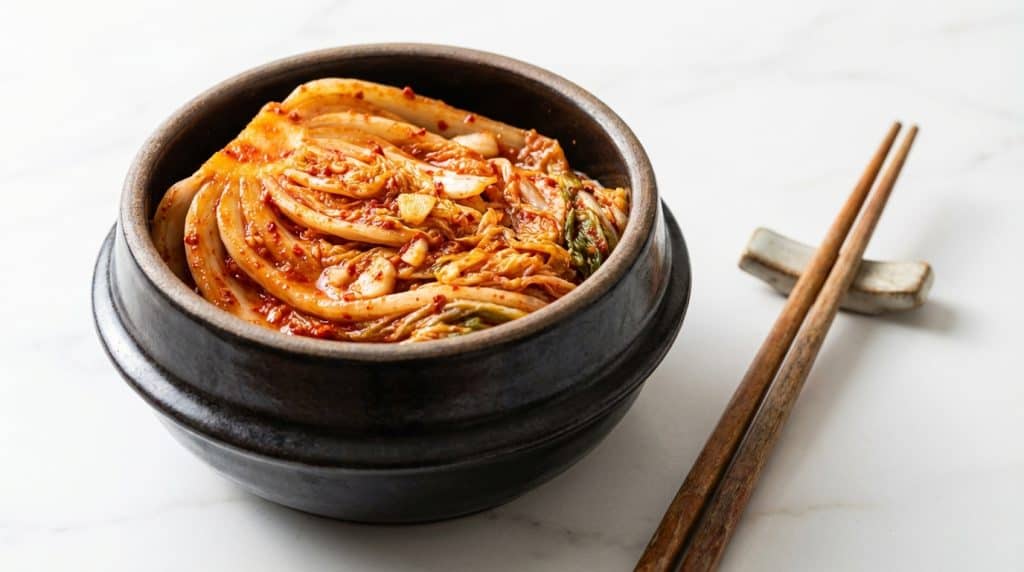 전통 도자기 그릇에 담긴 한국 배추김치