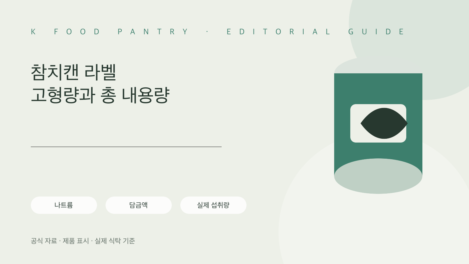 통조림 참치 라벨 읽는 법: 나트륨·기름·고형량·총 내용량 비교 핵심 확인표