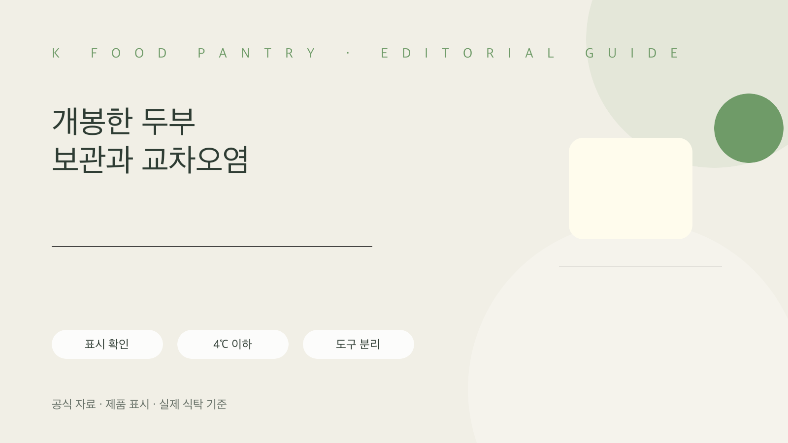 두부 개봉 후 보관법: 물 관리와 교차오염을 함께 막는 순서 핵심 확인표