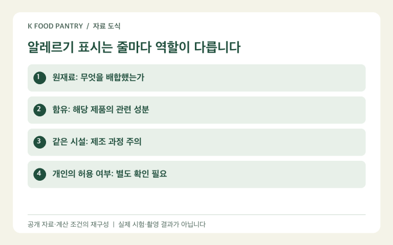 원재료·함유·제조시설 알레르기 문구 구분 도식